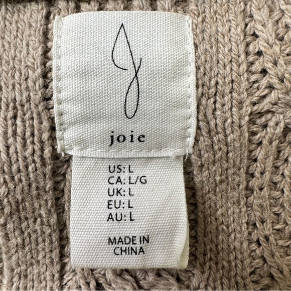 Joie Tan Long Sleeve Cable Knit Long Cardigan Open Front Sweater Size Large - Picture 12 of 13